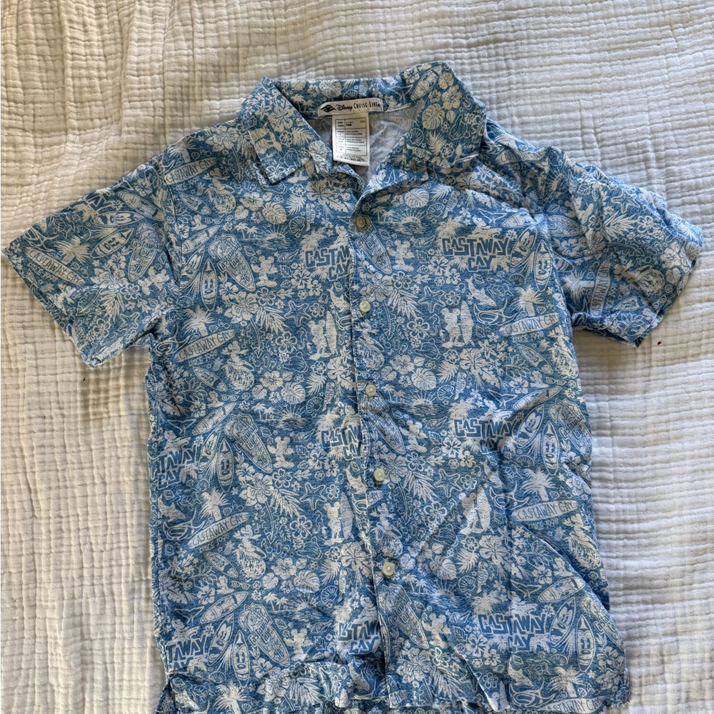 Disney Blue and White Floral Shirt